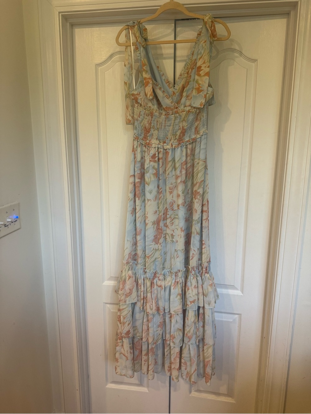 Petal & Pup Pastel Blue Floral Tie-Shoulder Maxi Dress - Picture 6 of 13